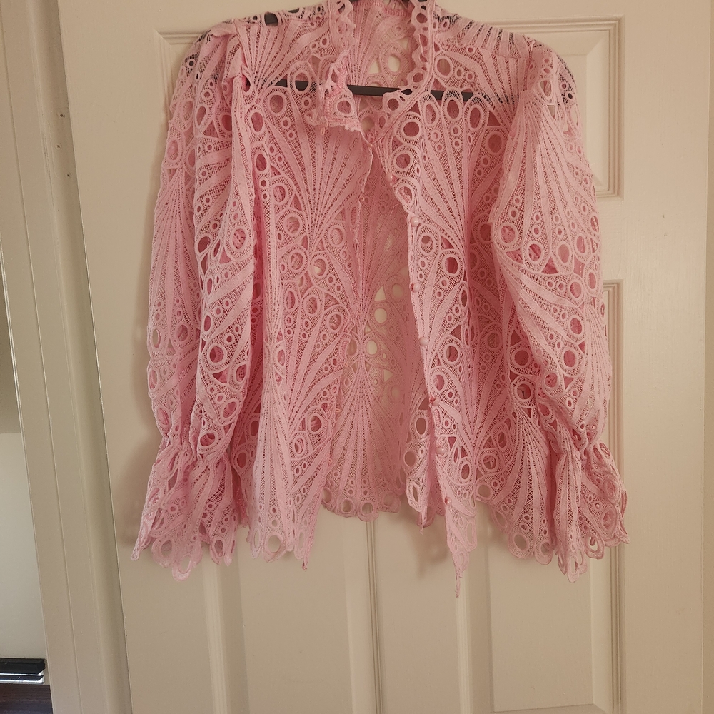 Chic Pink Lace Blouse for Women